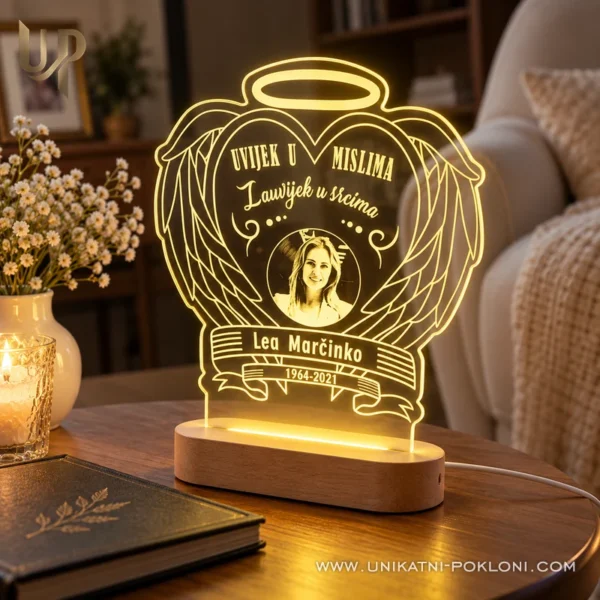 Uspomena na preminulu osobu - Ambijentalna LED lampa - Unikatni pokloni Uspomena na preminulu osobu – LED lampa sjećanja
