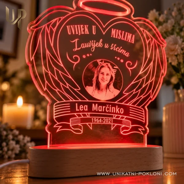 Uspomena na preminulu osobu - Ambijentalna LED lampa - Unikatni pokloni Uspomena na poklonike