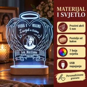 Uspomena na preminulu osobu - Ambijentalna LED lampa - Unikatni pokloni Uspomena na preminule osobe – LED lampa sjećanja