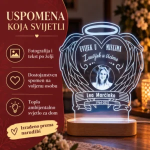 Uspomena na preminulu osobu - Ambijentalna LED lampa - Unikatni pokloni Uspomena na preminulu osobu – LED lampe sjećanja