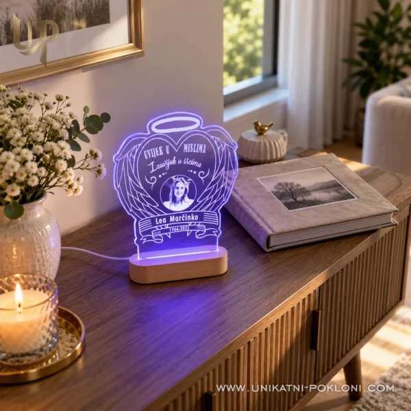 Uspomena na preminulu osobu - Ambijentalna LED lampa - Unikatni pokloni Uspomene na preminule osobe