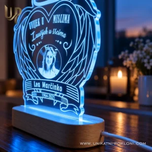 Uspomena na preminulu osobu - Ambijentalna LED lampa - Unikatni pokloni Spomen na pokojnika