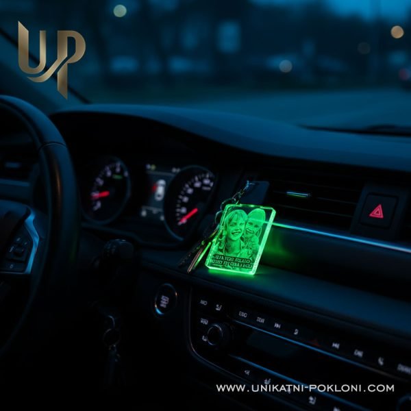 Personalizirani privjesak sa slikom i tekstom - Tata vozi polako 3 privjesak za ključeve sa slikom