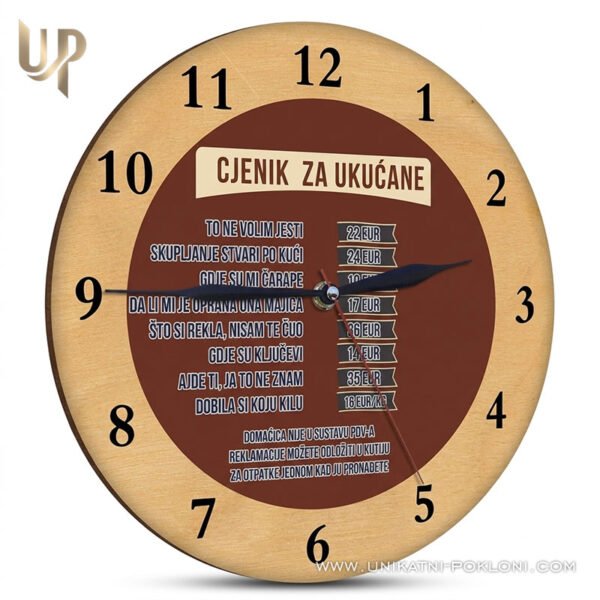 Sat CJENIK - Poklon za ukućane - Unikatni Pokloni Sat CJENIK - Poklon za ukućane - personalizirani poklon