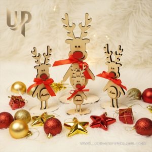 Božićna dekoracija - Obitelj božićnih SOBOVA 16 Pokloni za Božić sobovi s imenima