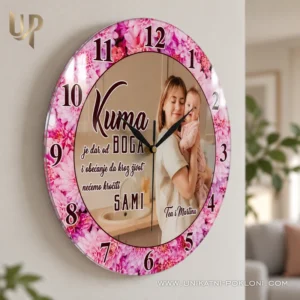 Personalizirani sat sa slikom i tekstom - personalizirani pokloni za kumu ili kuma