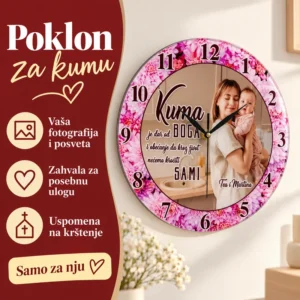 Personalizirani zidni sat sa slikom - personalizirani pokloni za kumu ili kuma