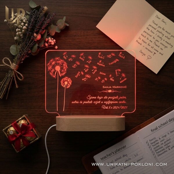 Dar za učitelje - Personalizirana LED lampa MASLAČAK 2 dar za razrednicu