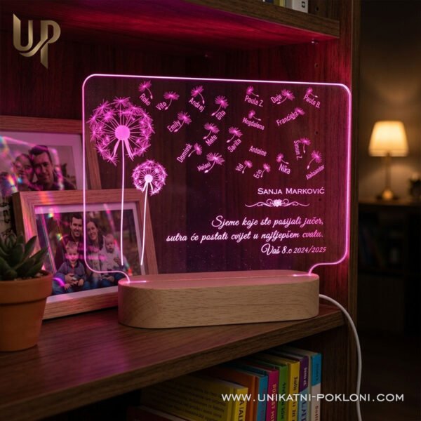 Dar za učitelje - Personalizirana LED lampa MASLAČAK 6 poklon za nastavnicu