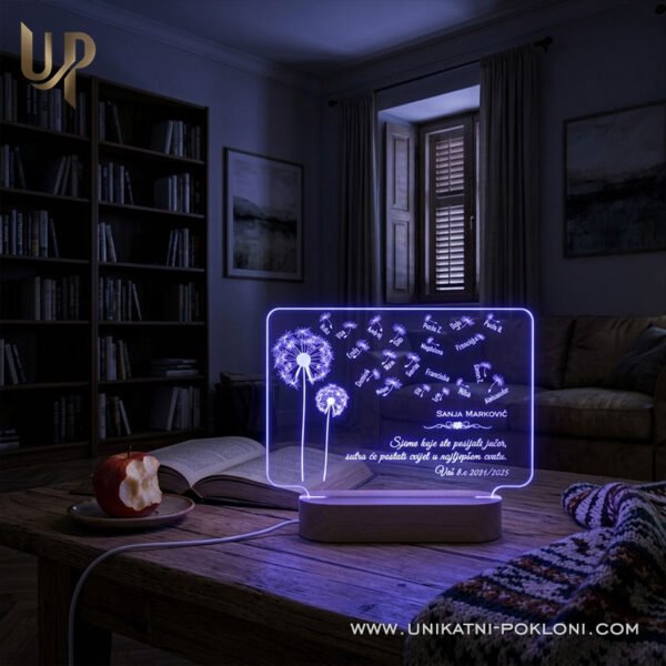 Dar za učitelje - Personalizirana LED lampa MASLAČAK 11 poklon za profesoricu
