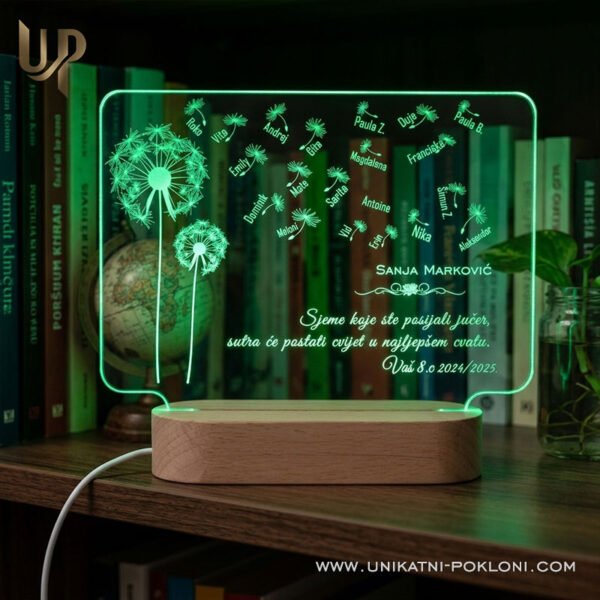 Dar za učitelje - Personalizirana LED lampa MASLAČAK 9 poklon za razrednicu