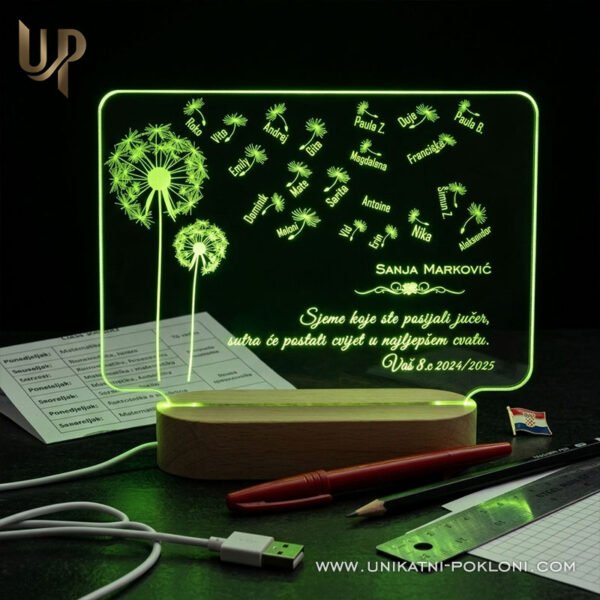 Dar za učitelje - Personalizirana LED lampa MASLAČAK 1 poklon za razrednika
