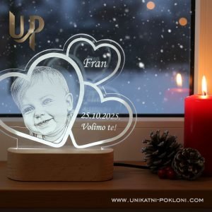Personalizirana LED lampa - 3 srca sa slikom - Slika 15