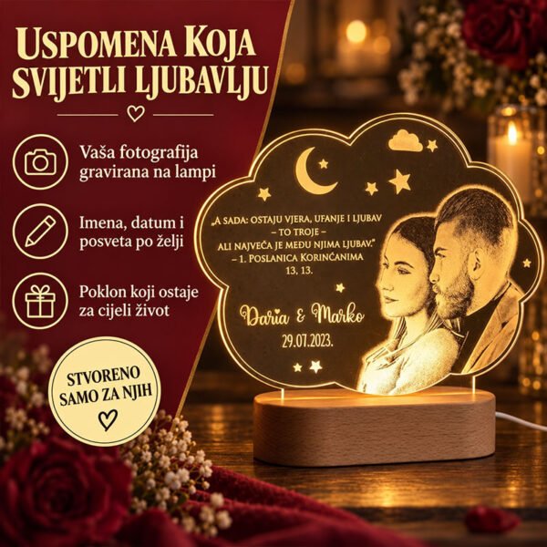 Poklon za mladence i zaljubljene - Ambijentalna USB lampa - personalizirani poklon