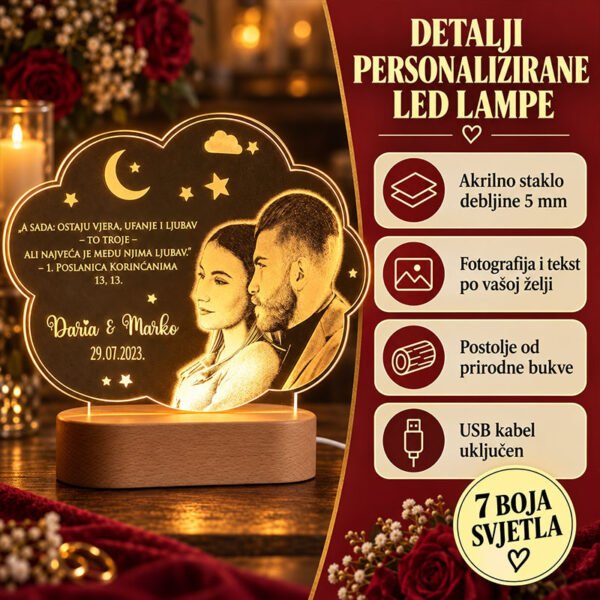 Poklon za mladence i zaljubljene - Ambijentalna USB lampa - personalizirani poklon