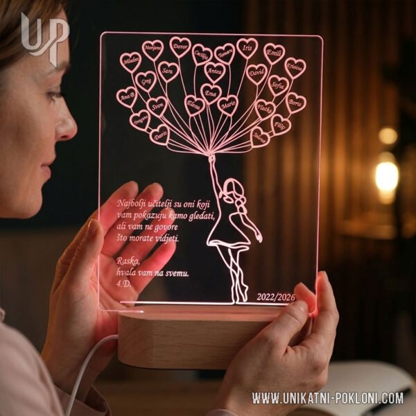Poklon učitelju od učenika - Personalizirana LED lampa 4 Dar za učitelja