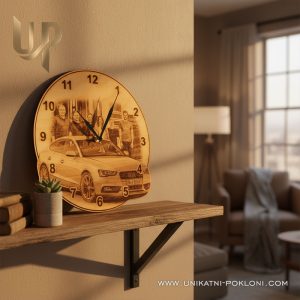 Personalizirani drveni sat - Originalni poklon za slikom vašeg auta 10 zidni sat sa slikom auta