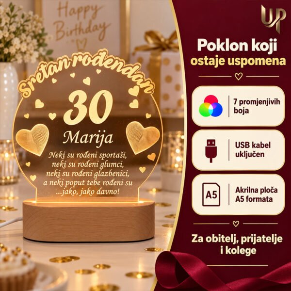 Kreativni pokloni za rođendane - Personalizirana LED lampa - Unikatni pokloni Kreativni pokloni za rođendane - Personalizirana LED lampa - personalizirani poklon