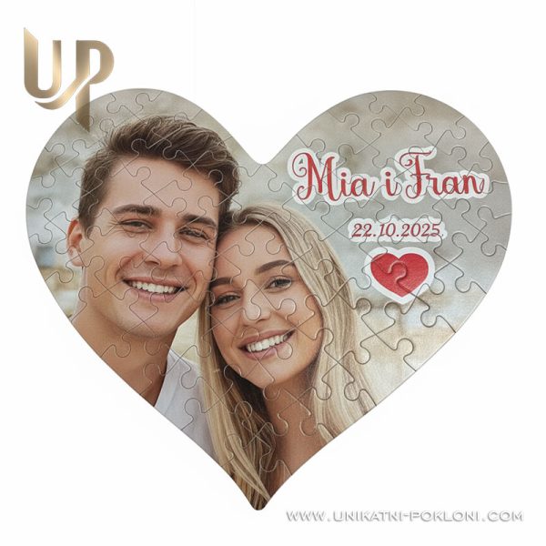Puzzle sa slikom u obliku srca - unikatan poklon