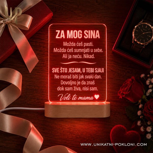 Personalizirana LED Lampa - Poklon za Sina - Poklon koji govori više od tisuću riječi - Unikatni pokloni Personalizirani poklon za sina