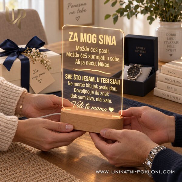 Personalizirana LED Lampa - Poklon za Sina - Poklon koji govori više od tisuću riječi - Unikatni pokloni Poklon od mame sinu