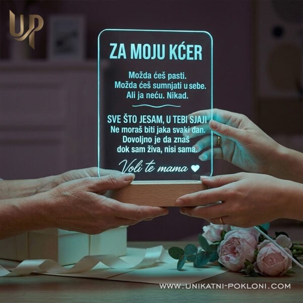 Poklon za kćer od mame - Personalizirana LED lampa s posvetom - Unikatni pokloni Poklon za kćer od mame - Personalizirana LED lampa s posvetom - personalizirani poklon