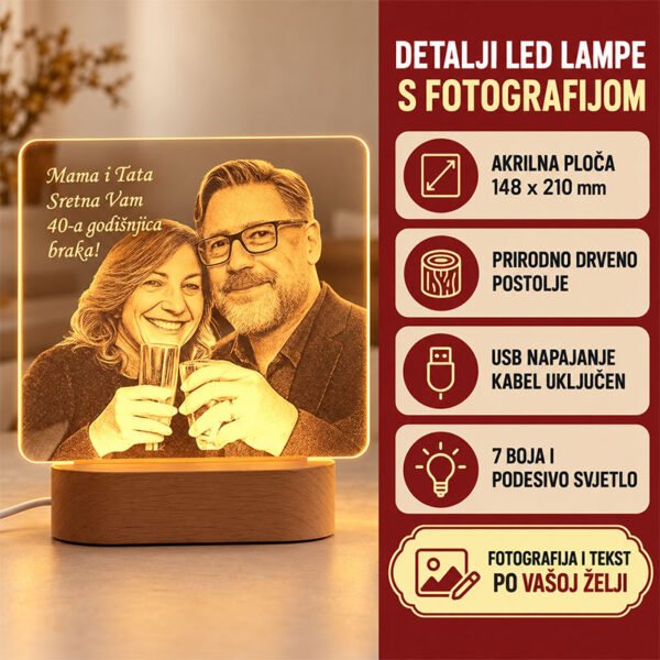 Idealan poklon za voljene osobe - Personalizirana LED lampa sa slikom i tekstom - Unikatni pokloni lampa sa slikom