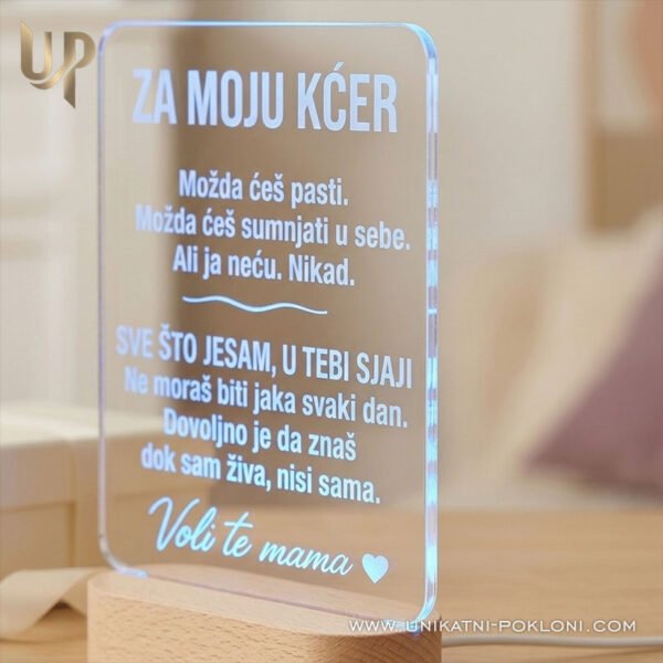 Poklon za kćer od mame - Personalizirana LED lampa s posvetom - Unikatni pokloni Poklon za kćer od mame - Personalizirana LED lampa s posvetom - personalizirani poklon