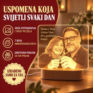 Idealan poklon za voljene osobe - Personalizirana LED lampa sa slikom i tekstom - Unikatni pokloni personalizirani poklon za voljene