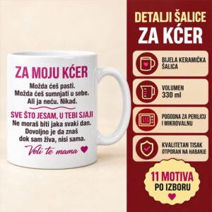 Personalizirana keramička šalica - Poklon za kćer od mame - Unikatni pokloni poklon za kćer