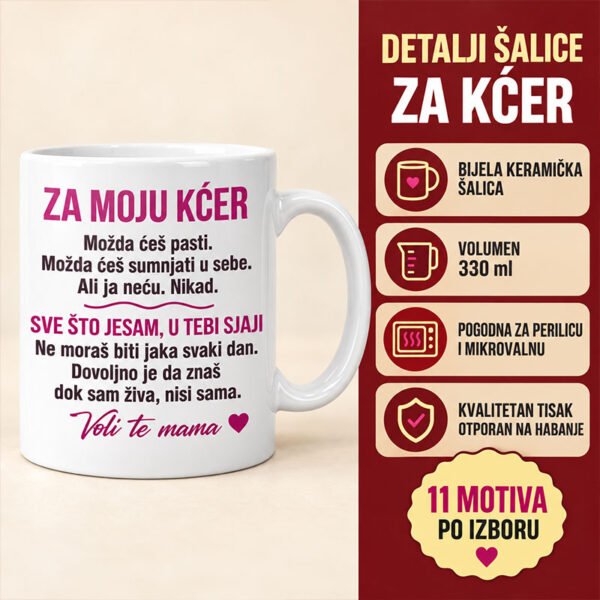 Personalizirana keramička šalica - Poklon za kćer od mame - Unikatni pokloni poklon za kćer