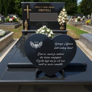 Personalizirani spomenik u obliku srca za grobno mjesto