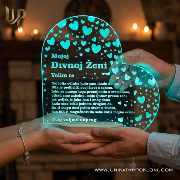 Poklon za ženu - Personalizirana LED lampa u obliku srca 5 dar za zenu 1