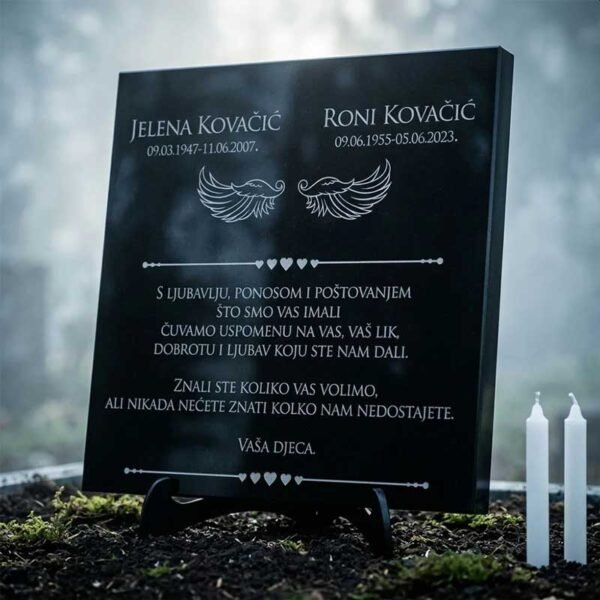 Granitna spomen ploča dimenzije 40 x 40 cm SA GRAVUROM TEKSTA - Unikatni pokloni Granitna spomen ploča dimenzije 40 x 40 cm SA GRAVUROM TEKSTA - personalizirani poklon
