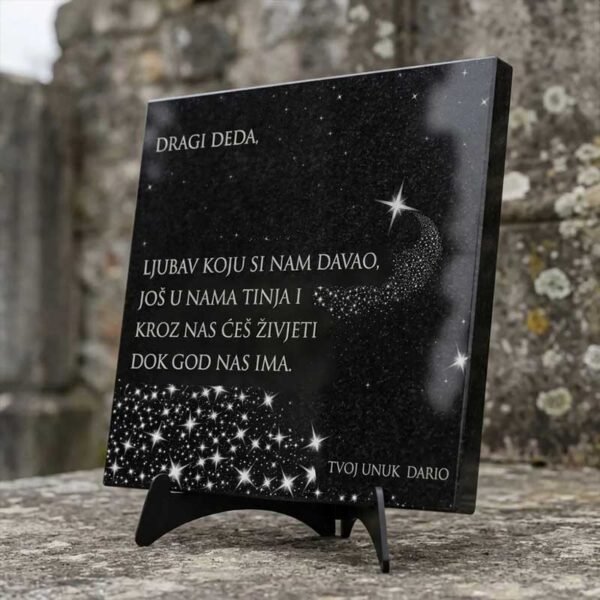 Granitna spomen ploča dimenzije 40 x 40 cm SA GRAVUROM TEKSTA - Unikatni pokloni Granitna spomen ploča dimenzije 40 x 40 cm SA GRAVUROM TEKSTA - personalizirani poklon