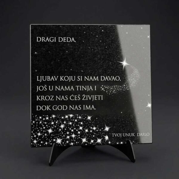 Granitna spomen ploča dimenzije 40 x 40 cm SA GRAVUROM TEKSTA - Unikatni pokloni Granitna spomen ploča dimenzije 40 x 40 cm SA GRAVUROM TEKSTA - personalizirani poklon