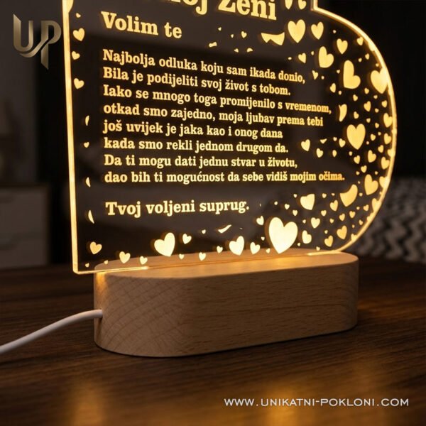 Poklon za ženu - Personalizirana LED lampa u obliku srca 2 poklon za zenu 1
