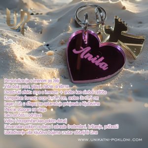 Personalizirani privjesak srce s imenom i anđeo 10 originalni privjesak s imenom