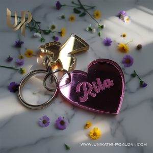 Personalizirani privjesak srce s imenom i anđeo 13 privjesak sa srcem