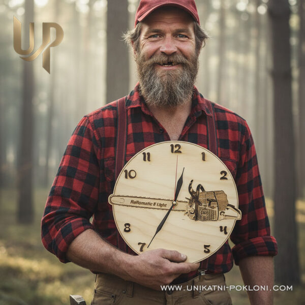 Poklon za drvosječu - Personalizirani drveni sat 4 Pokloni za drvosječu