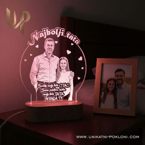 Poklon za tatu - Personalizirana LED lampa 2 poklon tati od kćerke
