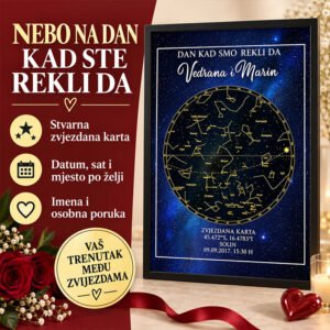 Zvjezdana Mapa Vjenčanja - Karta Neba na Dan Kad Ste Rekli “DA” - Unikatni pokloni Zvjezdana Mapa Vjenčanja - Karta Neba na Dan Kad Ste Rekli “DA” - Slika 4