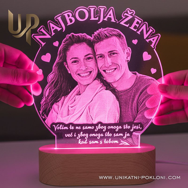 Poklon za najbolju ženu – Personalizirana LED lampa