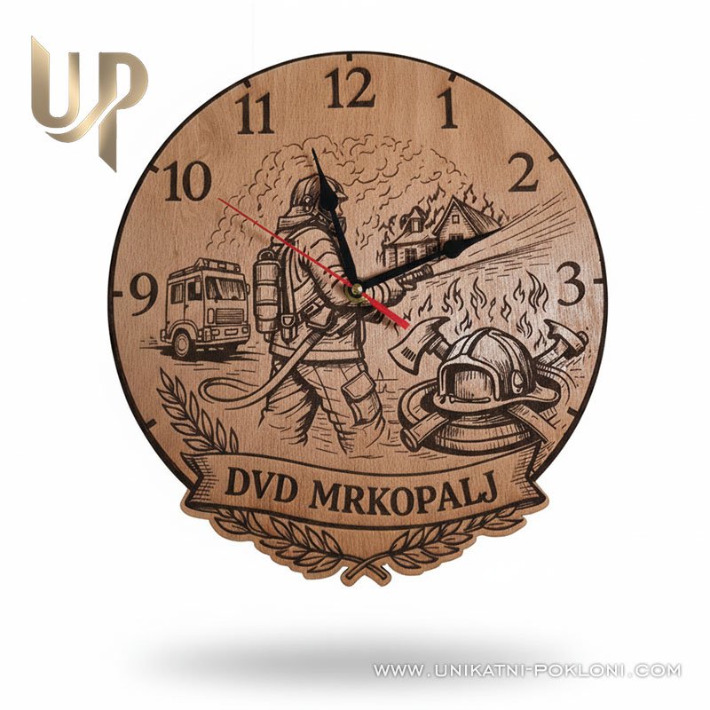 Dar za vatrogasca – Personalizirani drveni sat