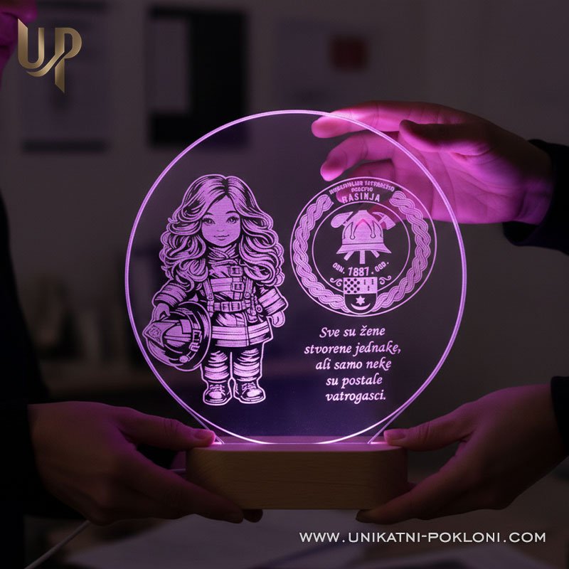 Poklon za vatrogaskinju – Personalizirana LED lampa