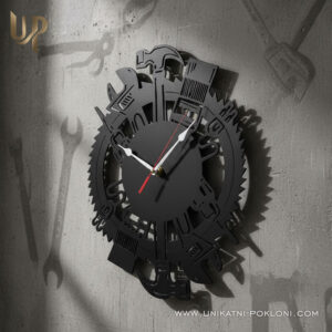 Personalizirani drveni sat za majstore "Zlatne ruke" - Personalizirani drveni sat za radionicu 12 Zlatne ruke - poklon za obrtnika