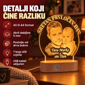 Poklon za prvi očev dan - Personalizirana LED lampa - Unikatni pokloni Poklon za prvi očev dan - Personalizirana LED lampa - Slika 9