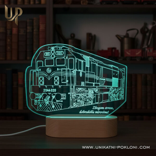 Poklon za ljubitelje vlakova - Personalizirana LED lampa 1 željeznica lokomotiva poklon