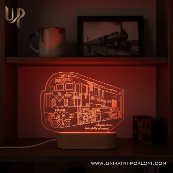 Poklon za ljubitelje vlakova - Personalizirana LED lampa 3 željeznica penzija