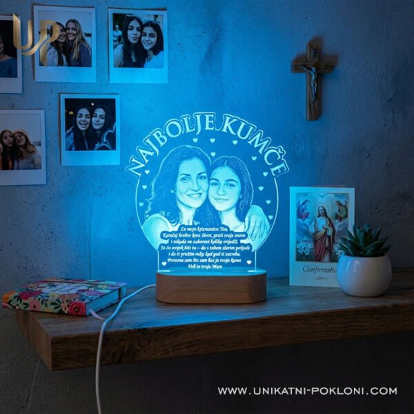 Poklon za kumče - Personalizirana LED lampa 4 poklon od kume i kuma za dijete